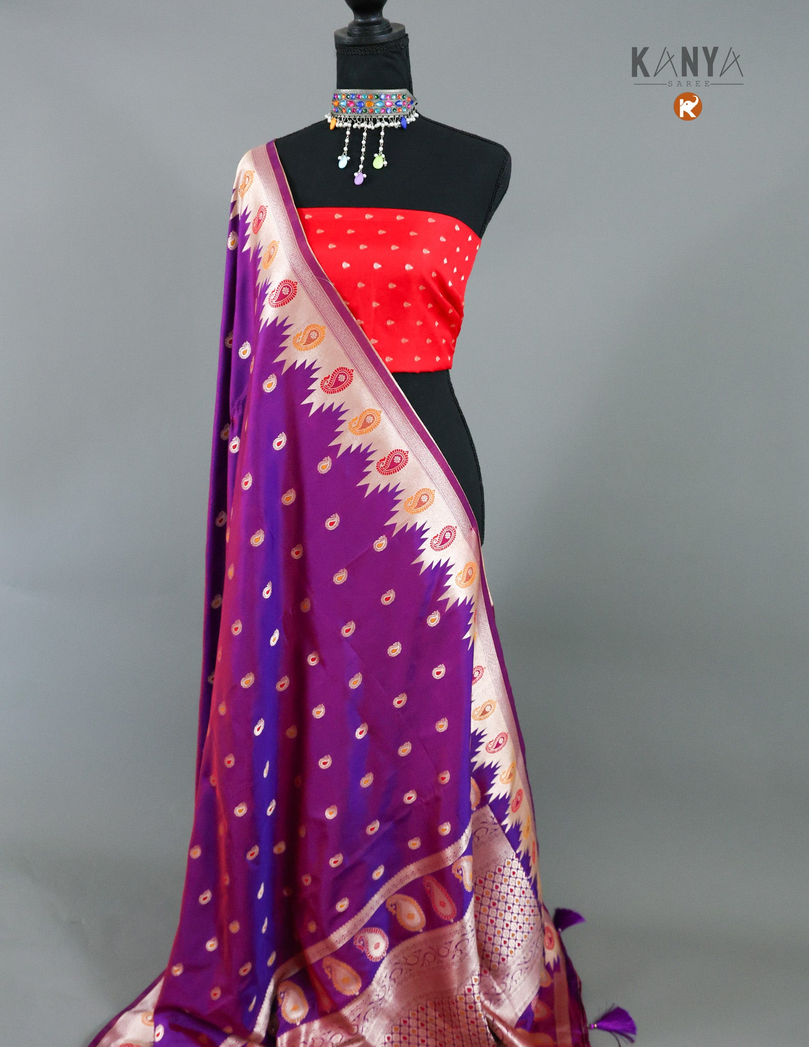 Dual Tone Arni Katan Silk  with Temple Border