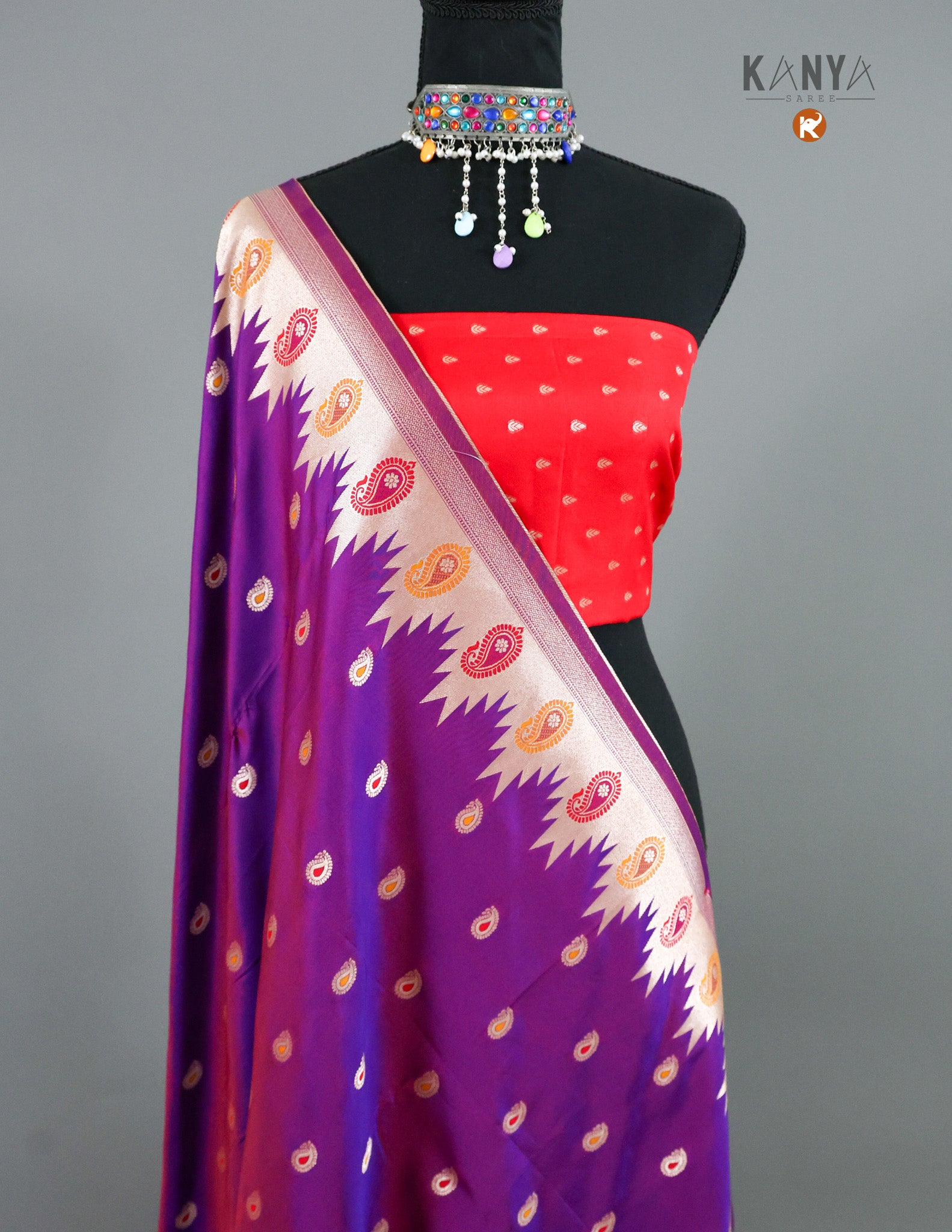 Dual Tone Arni Katan Silk  with Temple Border