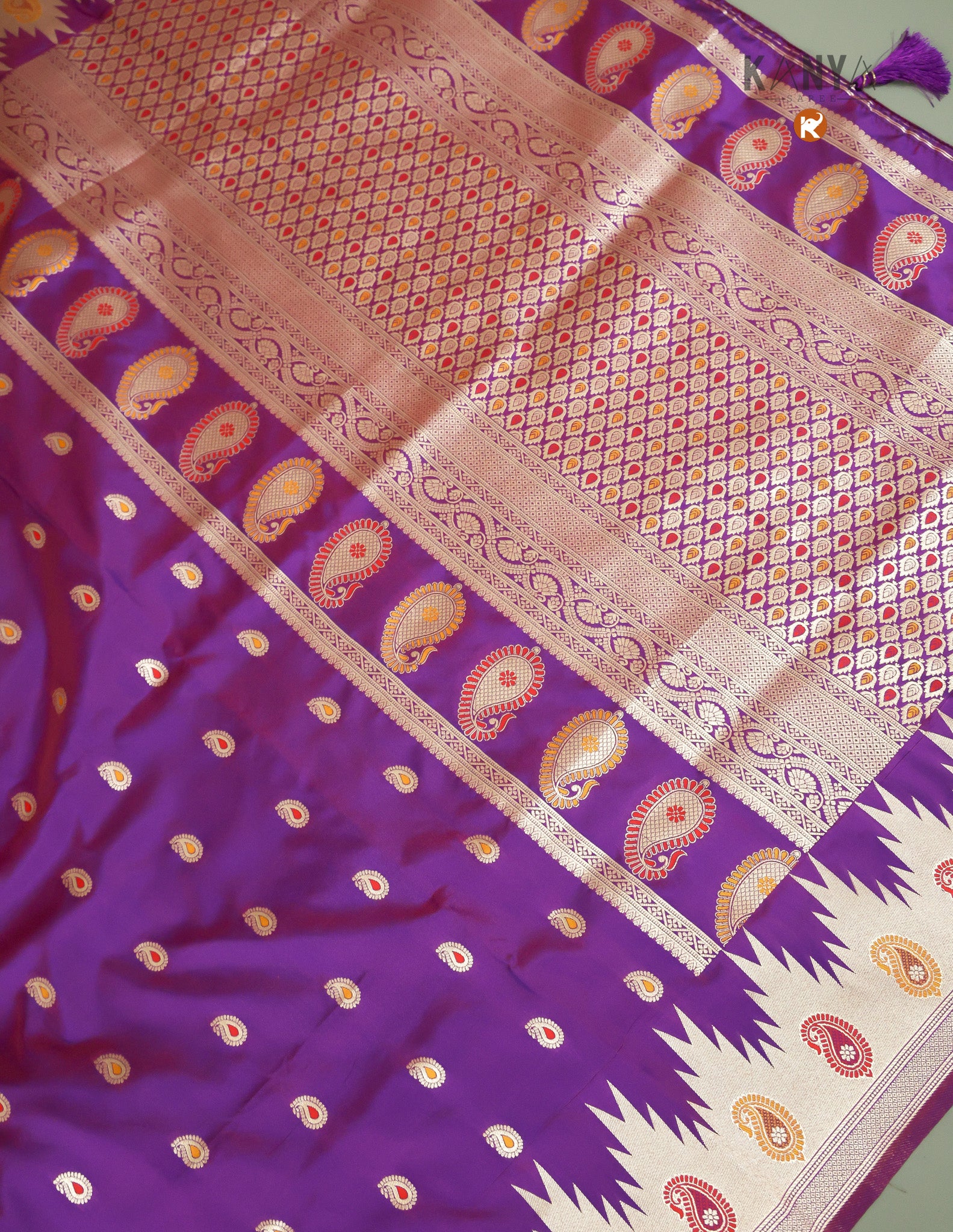 Dual Tone Arni Katan Silk  with Temple Border