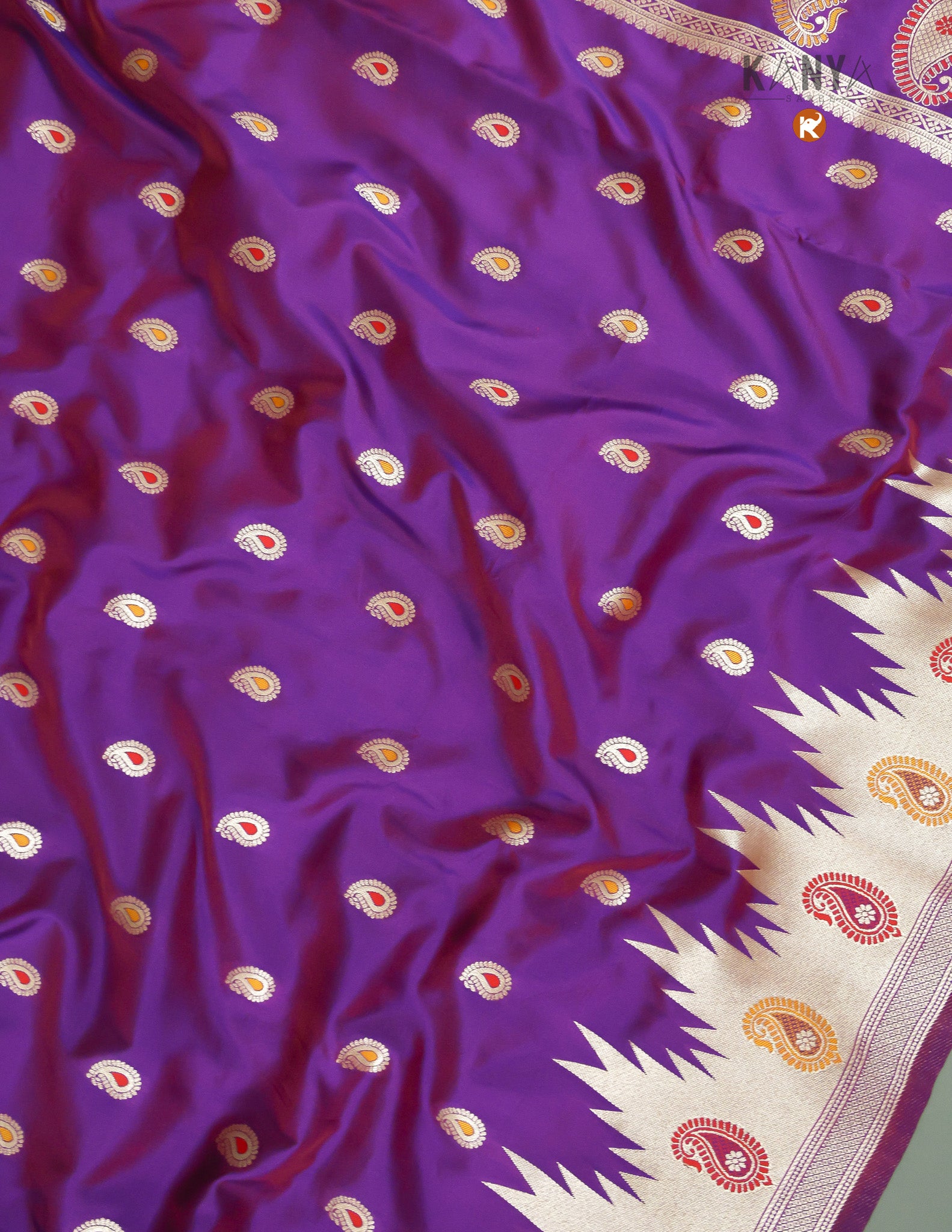 Dual Tone Arni Katan Silk  with Temple Border