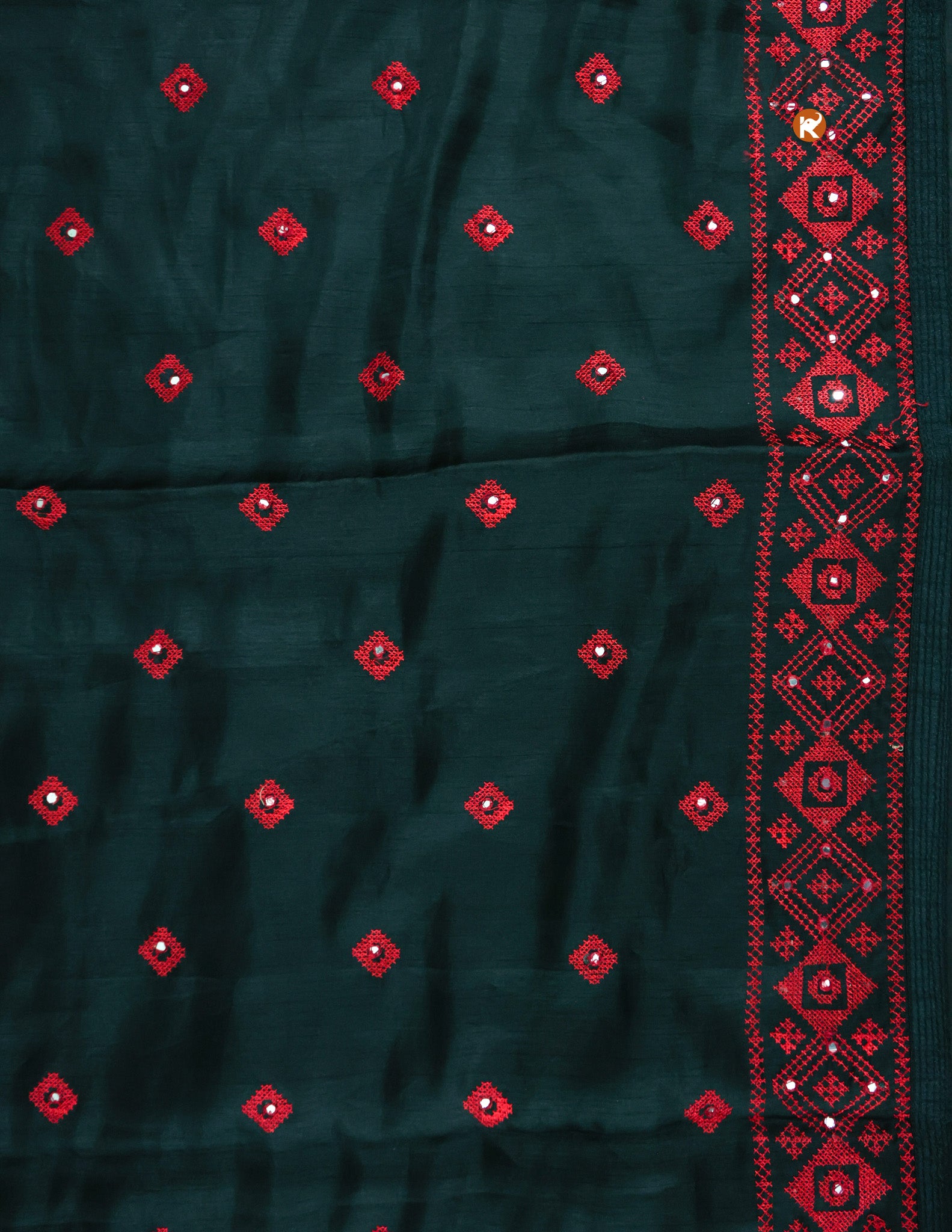 Black Soft Tussar with Gujrati Stitch