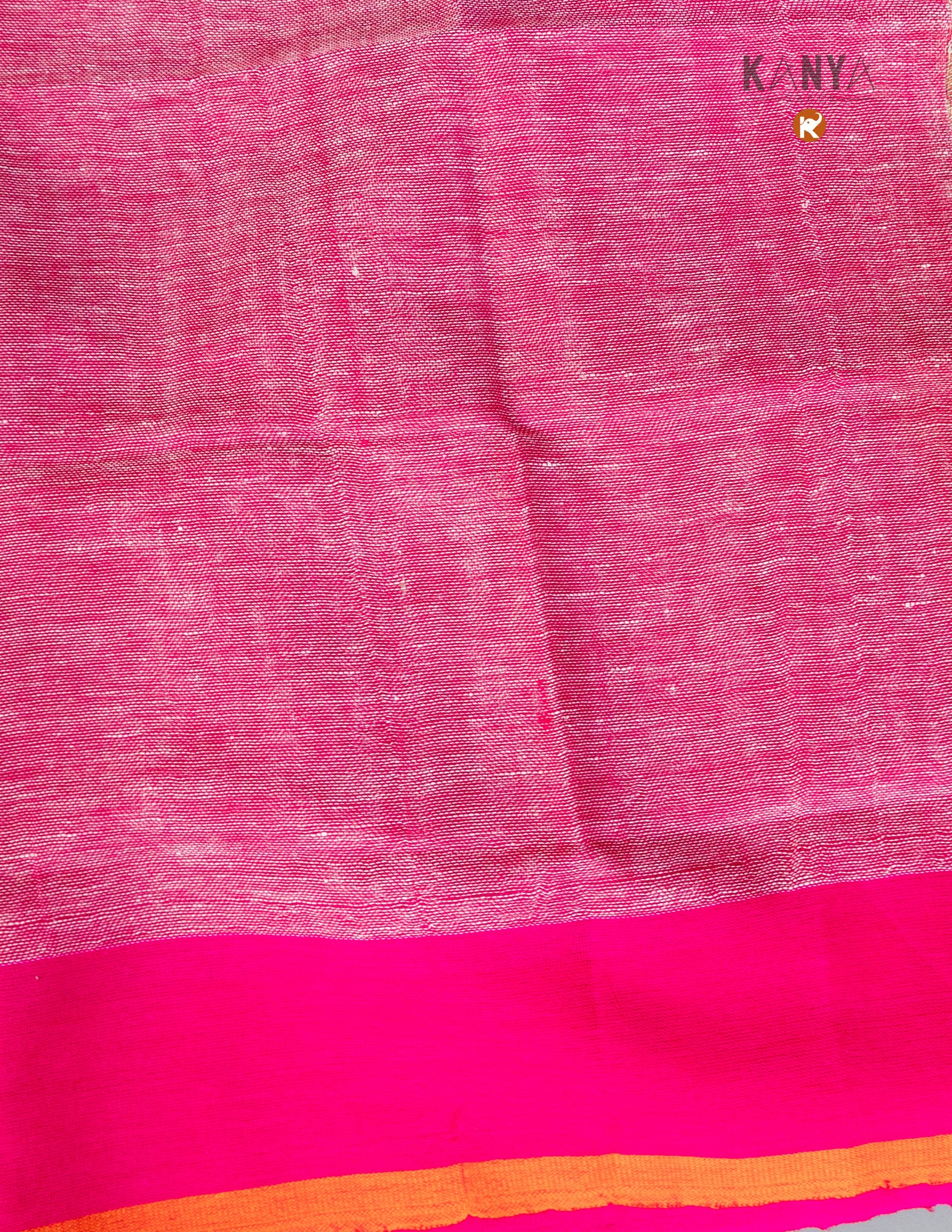 Handwoven Pure Linen by Linen Saree with Temple Border | Elegant Traditional Saree