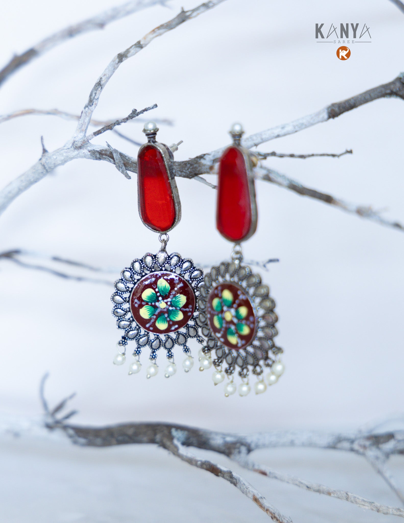 Bohemian discount hand -woven ring pendant earrings